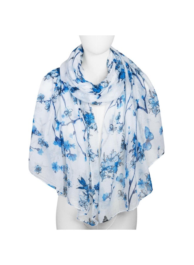 OSHIMA Lightweight Scarves, Floral Cotton Scarf, Fashion Scarf Wraps Shawls, Long Fashion Wraps for All Season Cotton and Linen Monochrome Turban, Fall Winter Fashion Shawl Wrap - Image 2